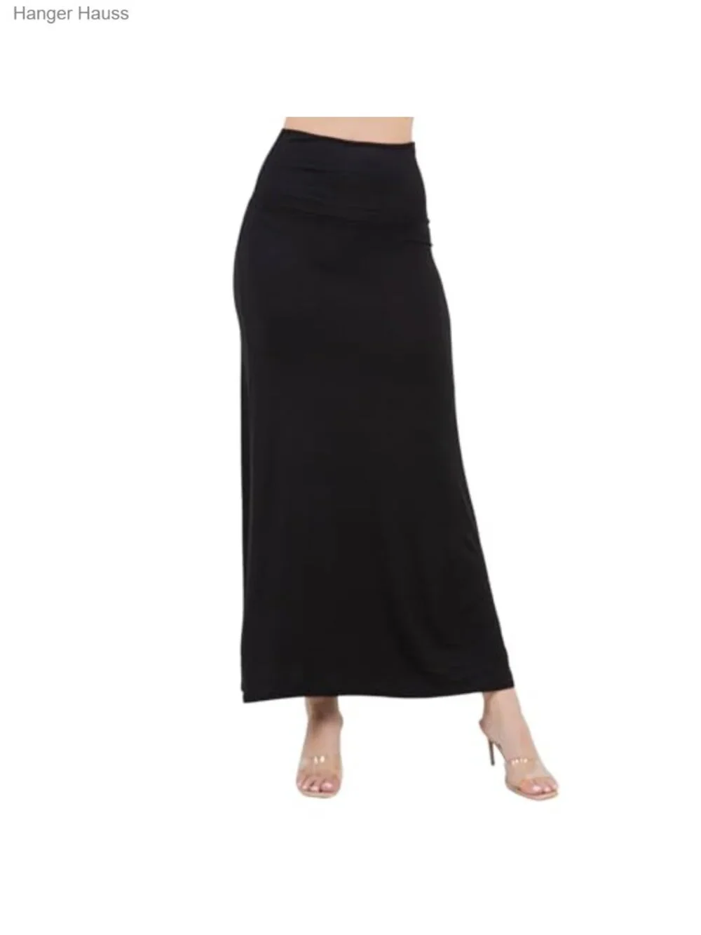 Flowy Maxi Skirt High Waisted Elastic Waistband Rayon Spandex Pull On